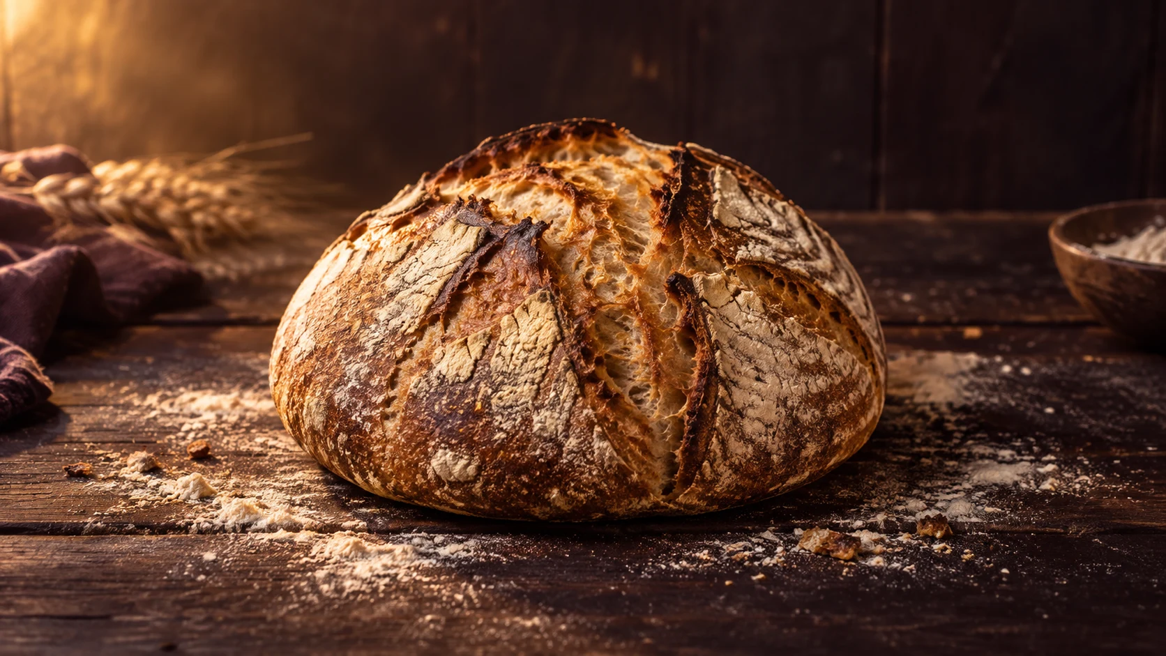 Rustikales Sauerteigbrot mit bemehlter Kruste